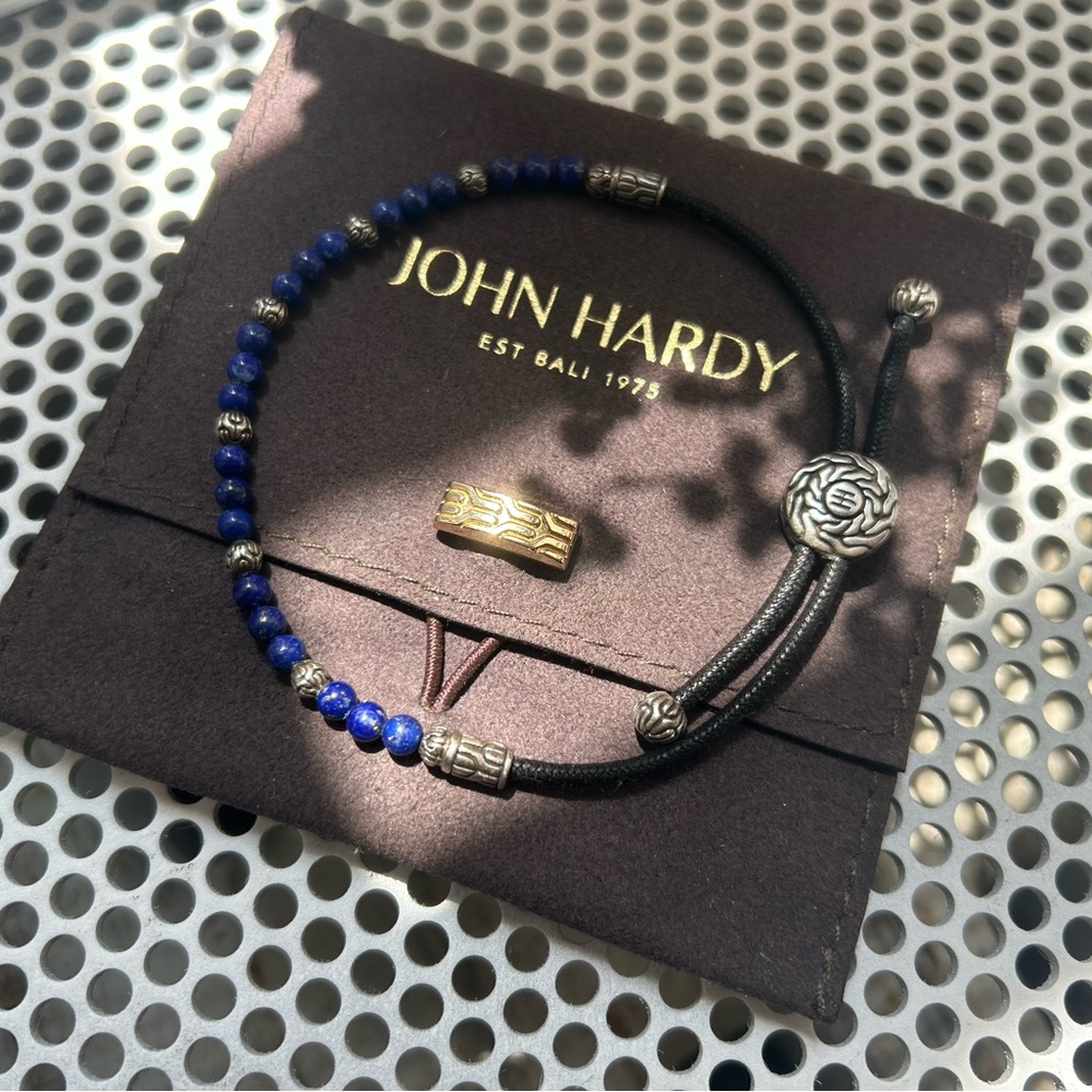 John Hardy Lapis Lazuli Classic Chain Beaded Cord Bracelet